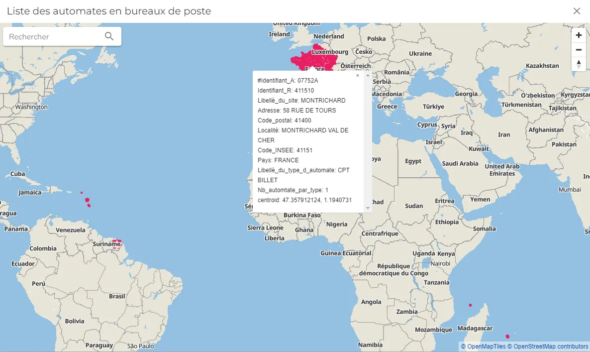 Carte de données géographiques